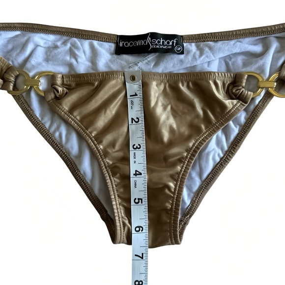 Iracema Scharf Luxury Brazilian Bikini Set S Gold Brown Bandeau Top & Bottom NWT - Picture 9 of 15